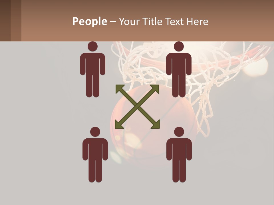 A Basketball Going Through The Net Of A Basketball Hoop PowerPoint Template