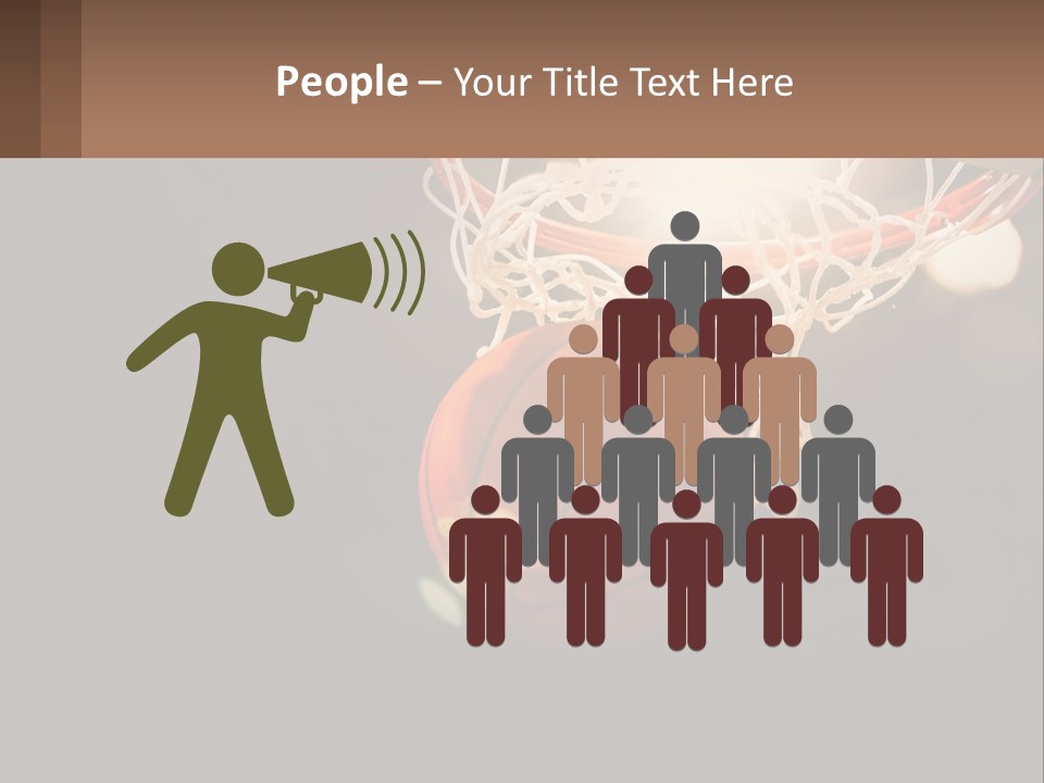 A Basketball Going Through The Net Of A Basketball Hoop PowerPoint Template