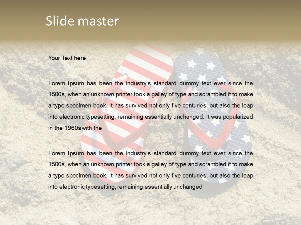 A Pair Of Flip Flops In The Sand On A Beach PowerPoint Template