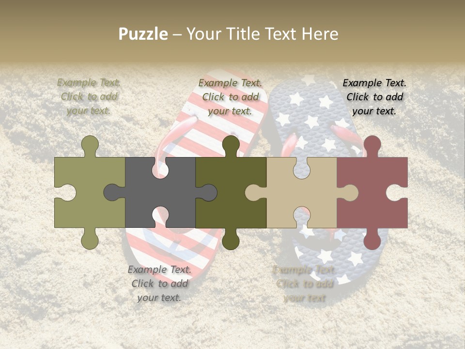 A Pair Of Flip Flops In The Sand On A Beach PowerPoint Template