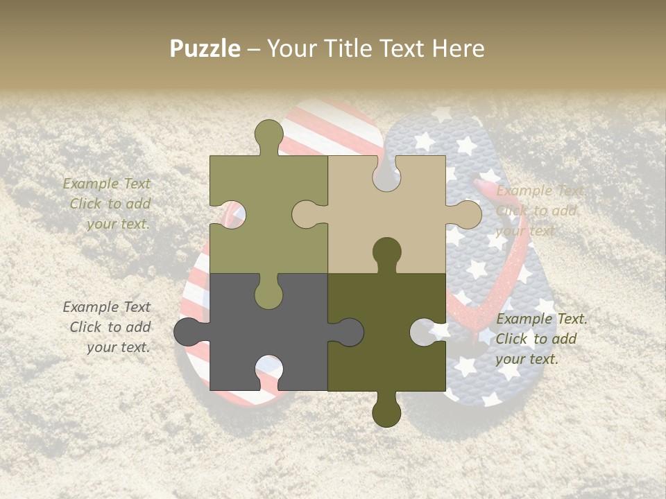 A Pair Of Flip Flops In The Sand On A Beach PowerPoint Template