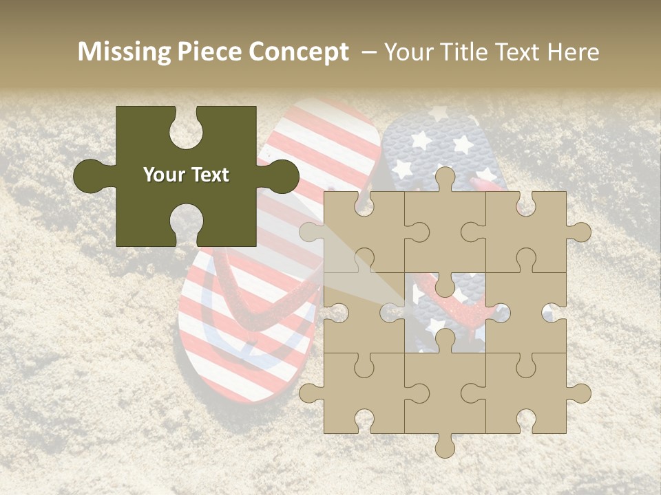 A Pair Of Flip Flops In The Sand On A Beach PowerPoint Template