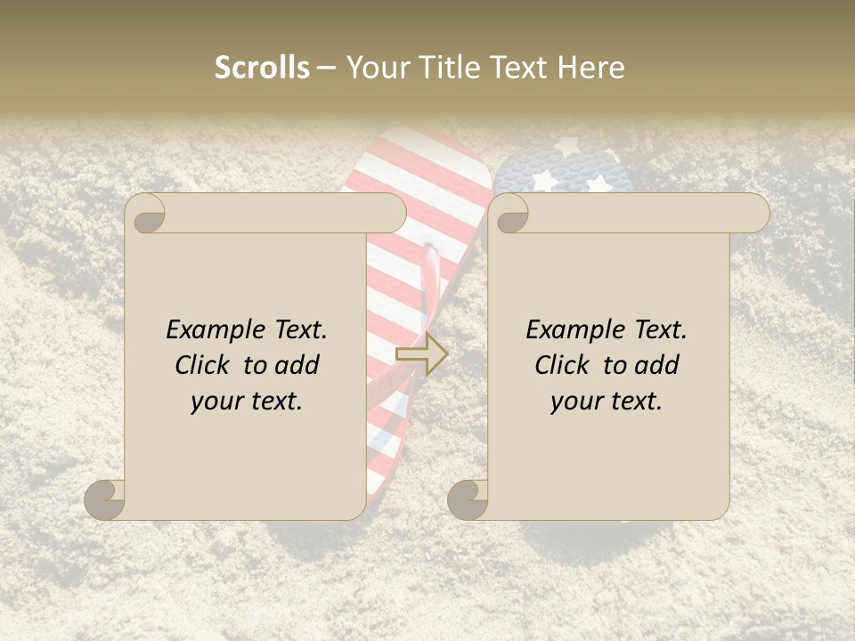 A Pair Of Flip Flops In The Sand On A Beach PowerPoint Template
