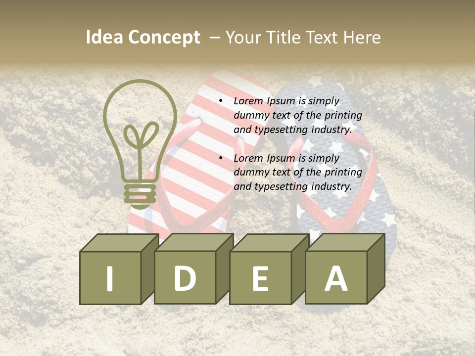 A Pair Of Flip Flops In The Sand On A Beach PowerPoint Template