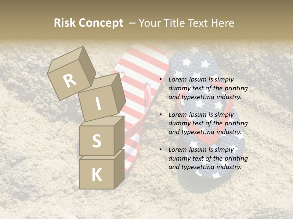 A Pair Of Flip Flops In The Sand On A Beach PowerPoint Template