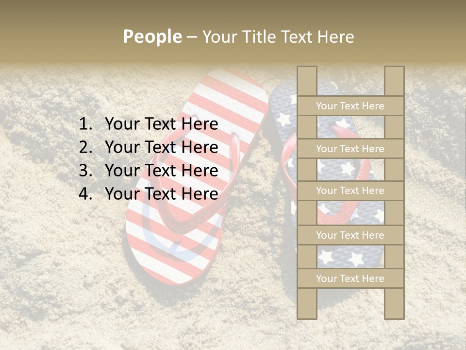 A Pair Of Flip Flops In The Sand On A Beach PowerPoint Template