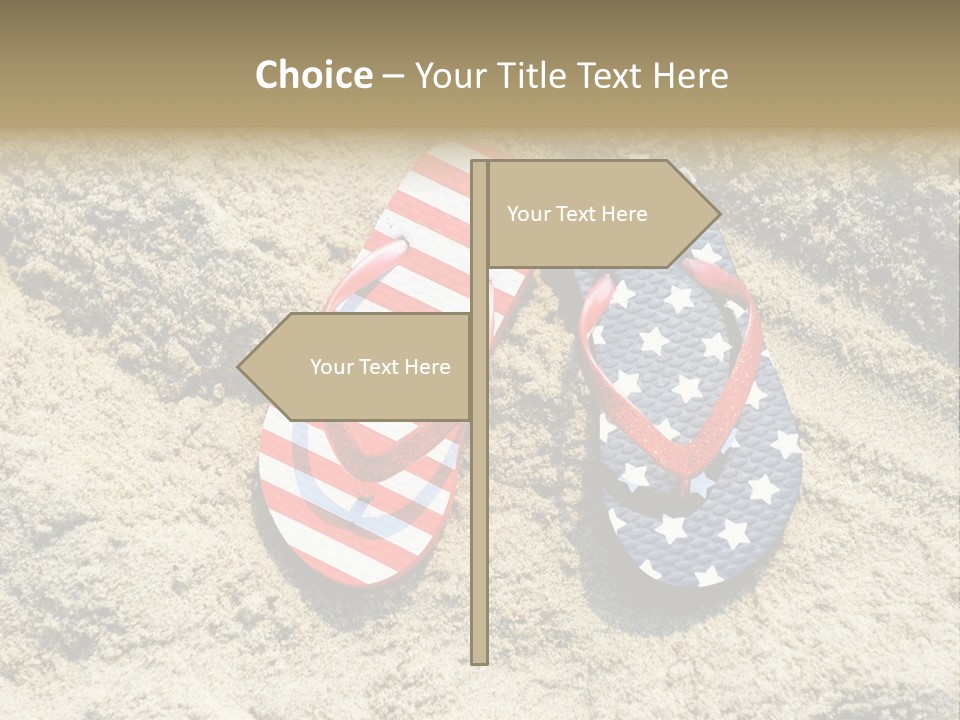 A Pair Of Flip Flops In The Sand On A Beach PowerPoint Template