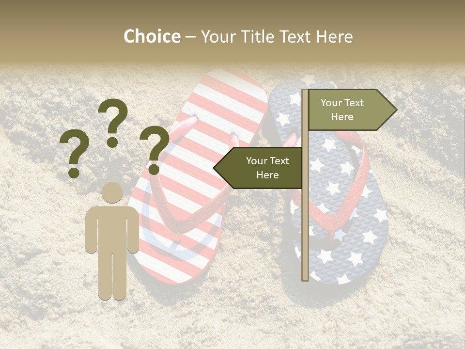 A Pair Of Flip Flops In The Sand On A Beach PowerPoint Template