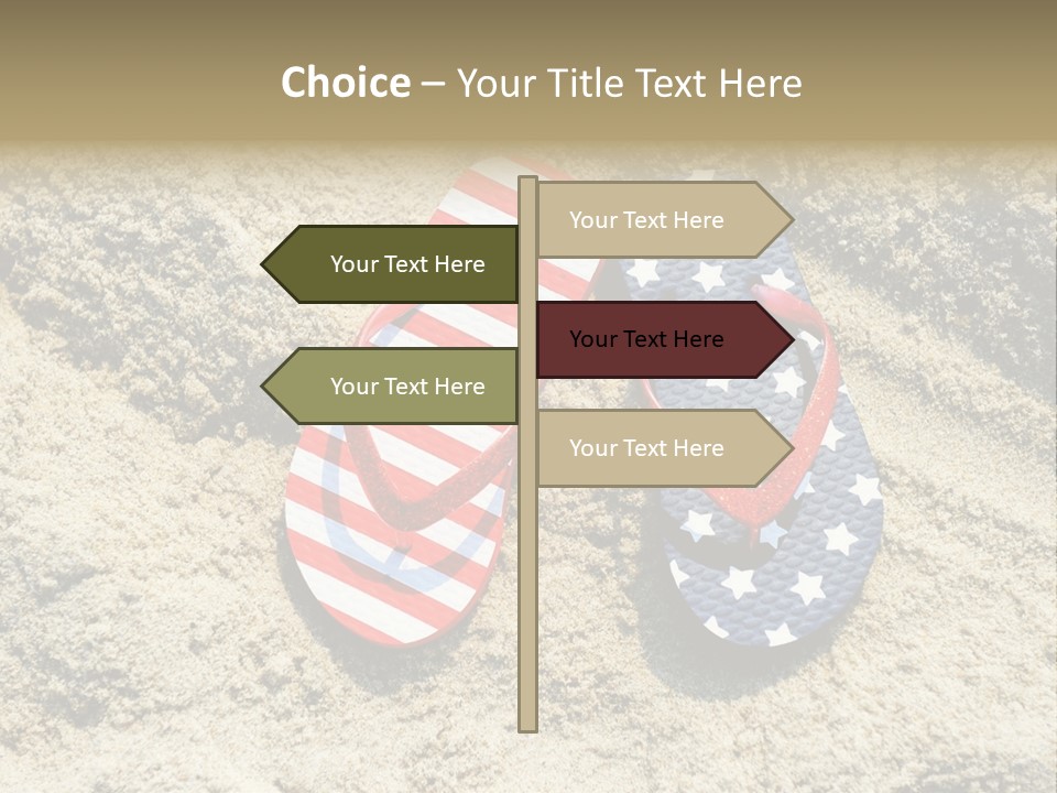 A Pair Of Flip Flops In The Sand On A Beach PowerPoint Template