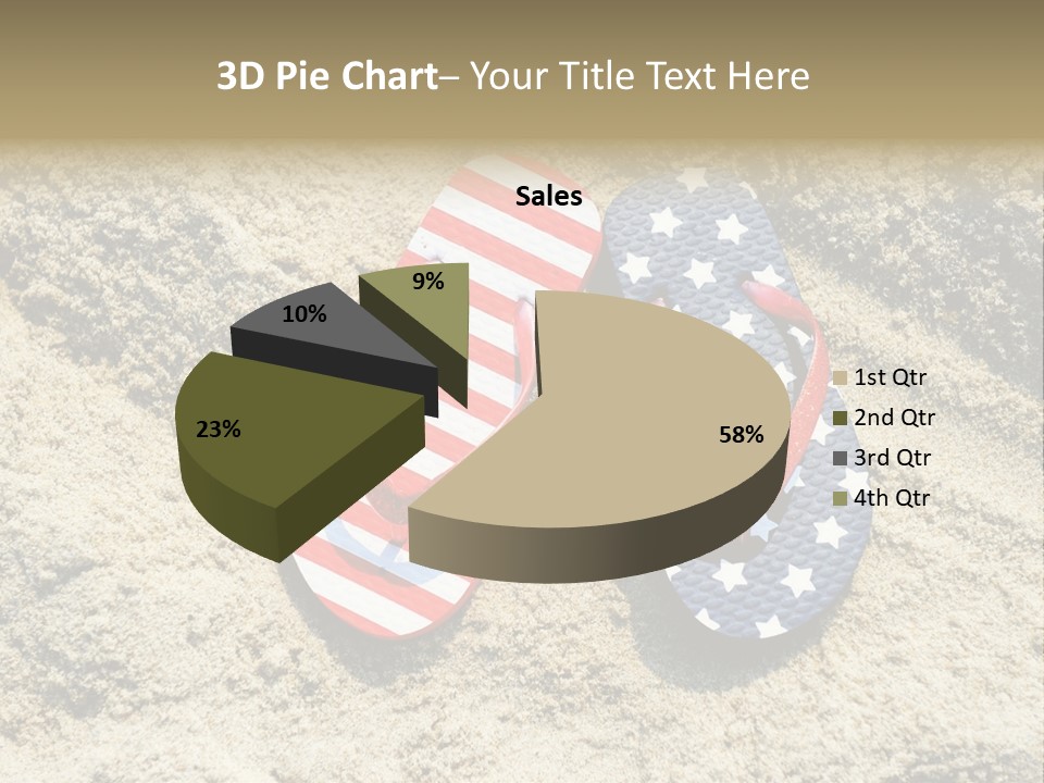 A Pair Of Flip Flops In The Sand On A Beach PowerPoint Template