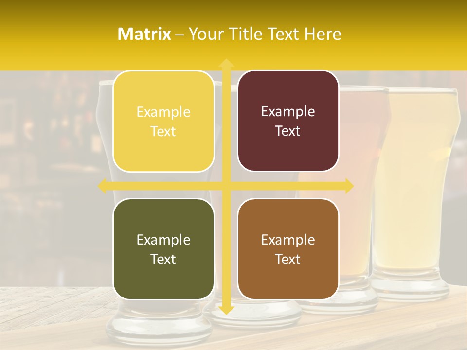 A Row Of Beer Glasses Sitting On Top Of A Wooden Table PowerPoint Template
