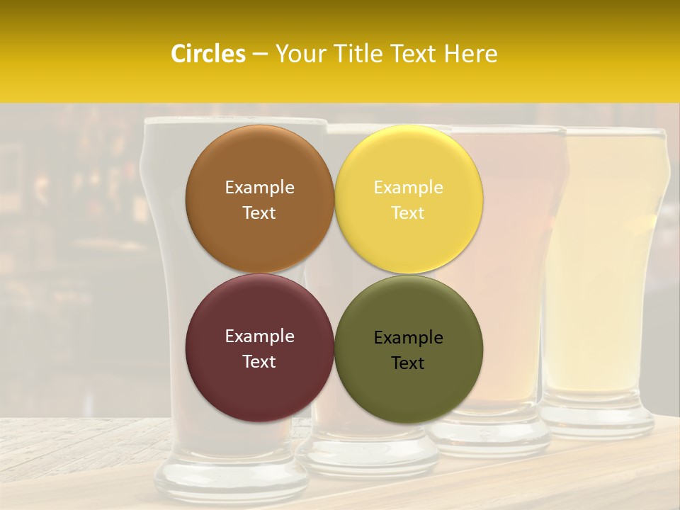 A Row Of Beer Glasses Sitting On Top Of A Wooden Table PowerPoint Template