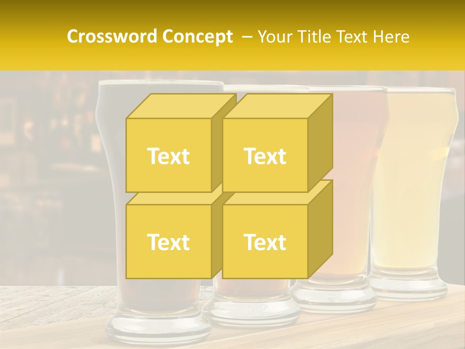 A Row Of Beer Glasses Sitting On Top Of A Wooden Table PowerPoint Template