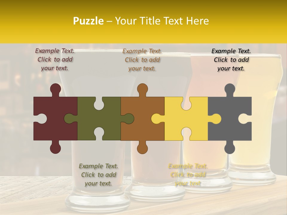 A Row Of Beer Glasses Sitting On Top Of A Wooden Table PowerPoint Template