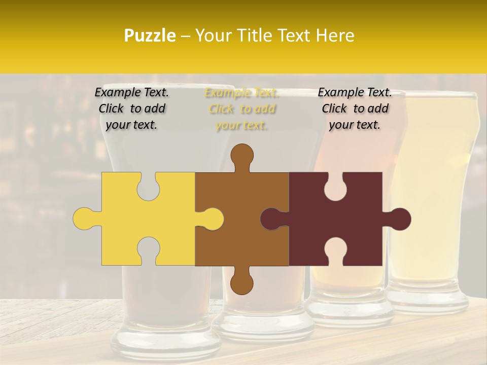 A Row Of Beer Glasses Sitting On Top Of A Wooden Table PowerPoint Template