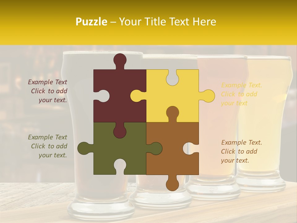 A Row Of Beer Glasses Sitting On Top Of A Wooden Table PowerPoint Template