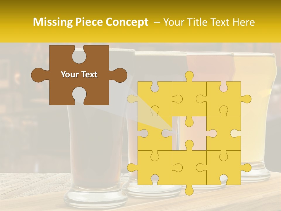 A Row Of Beer Glasses Sitting On Top Of A Wooden Table PowerPoint Template