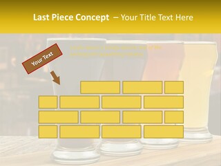 A Row Of Beer Glasses Sitting On Top Of A Wooden Table PowerPoint Template