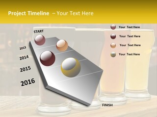 A Row Of Beer Glasses Sitting On Top Of A Wooden Table PowerPoint Template