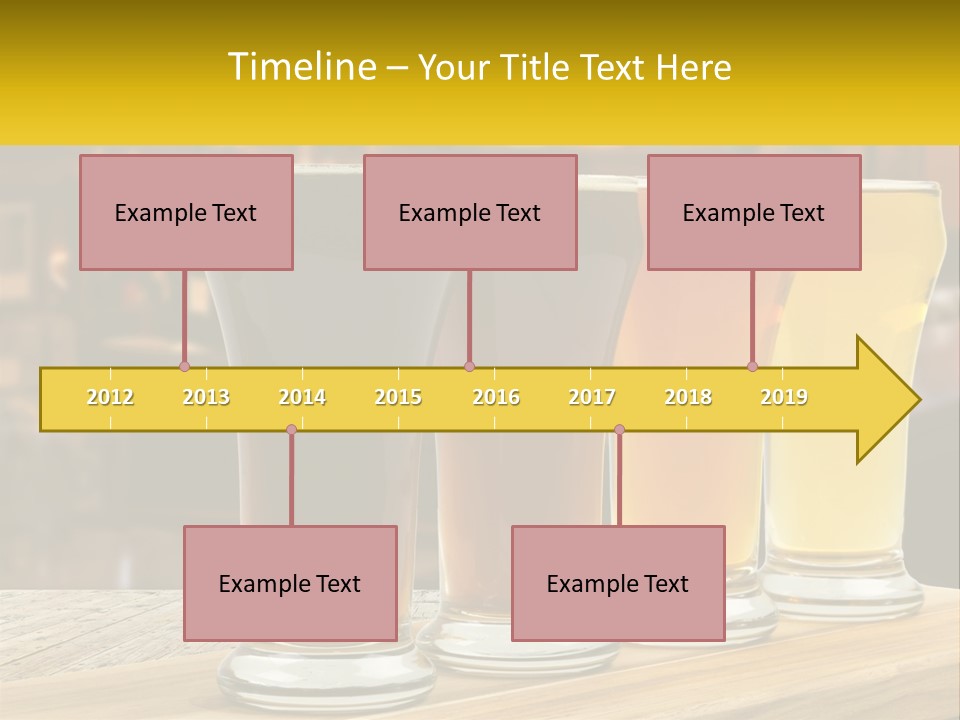 A Row Of Beer Glasses Sitting On Top Of A Wooden Table PowerPoint Template