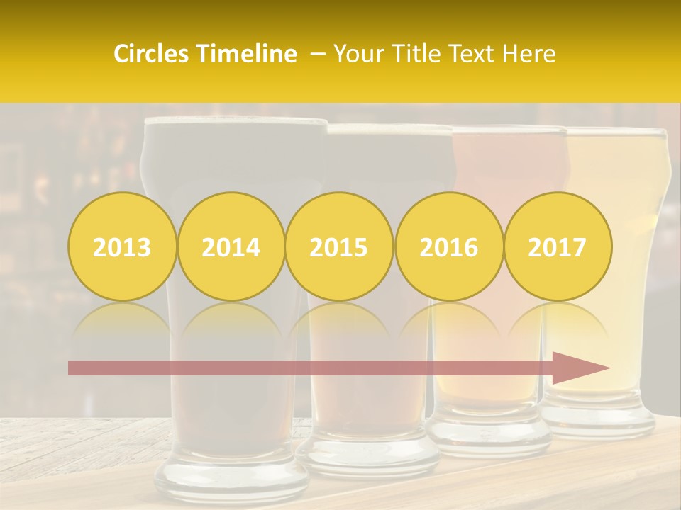 A Row Of Beer Glasses Sitting On Top Of A Wooden Table PowerPoint Template