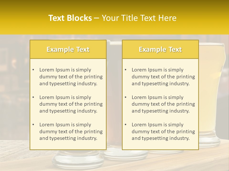 A Row Of Beer Glasses Sitting On Top Of A Wooden Table PowerPoint Template