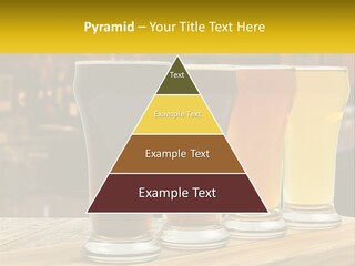 A Row Of Beer Glasses Sitting On Top Of A Wooden Table PowerPoint Template