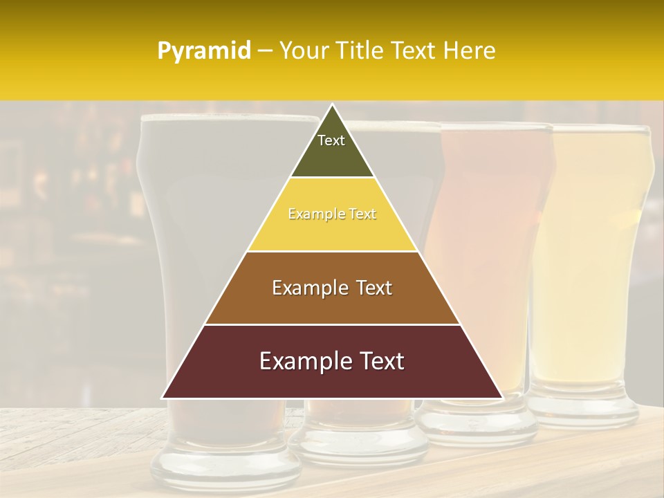 A Row Of Beer Glasses Sitting On Top Of A Wooden Table PowerPoint Template