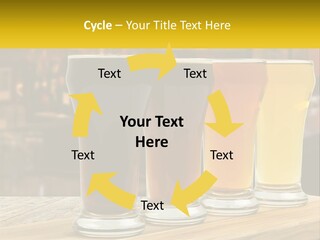 A Row Of Beer Glasses Sitting On Top Of A Wooden Table PowerPoint Template