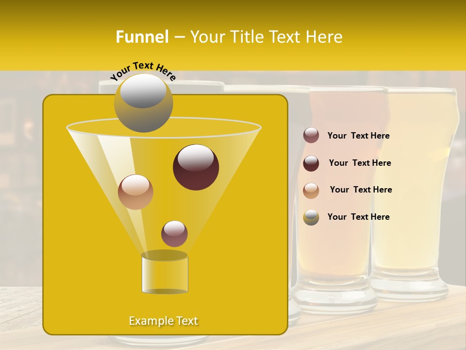 A Row Of Beer Glasses Sitting On Top Of A Wooden Table PowerPoint Template