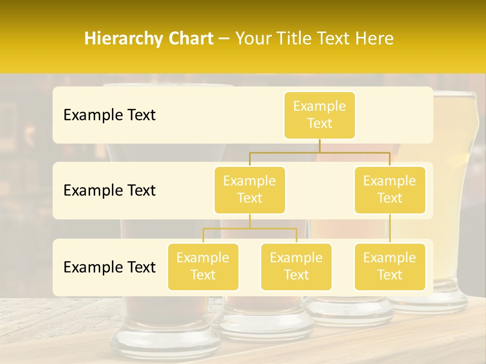 A Row Of Beer Glasses Sitting On Top Of A Wooden Table PowerPoint Template