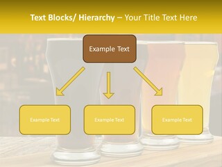 A Row Of Beer Glasses Sitting On Top Of A Wooden Table PowerPoint Template