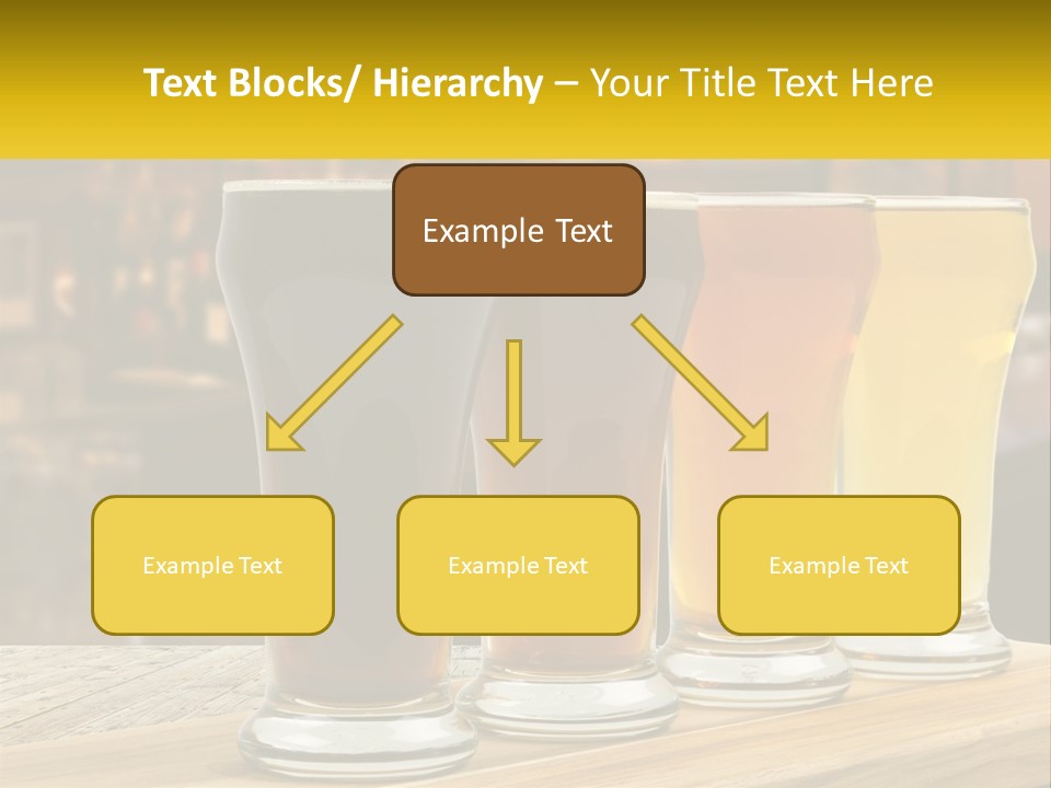 A Row Of Beer Glasses Sitting On Top Of A Wooden Table PowerPoint Template