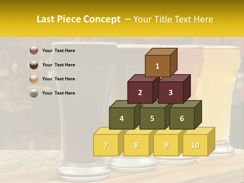 A Row Of Beer Glasses Sitting On Top Of A Wooden Table PowerPoint Template
