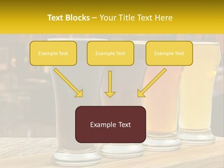A Row Of Beer Glasses Sitting On Top Of A Wooden Table PowerPoint Template
