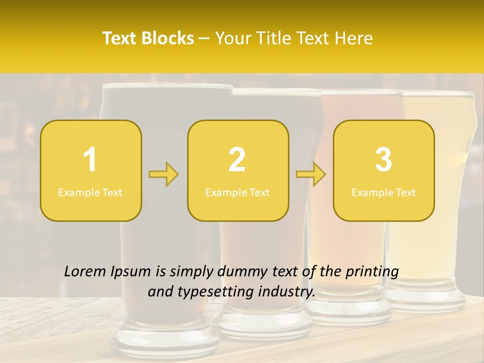 A Row Of Beer Glasses Sitting On Top Of A Wooden Table PowerPoint Template