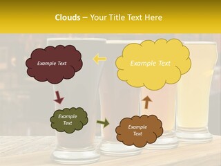 A Row Of Beer Glasses Sitting On Top Of A Wooden Table PowerPoint Template