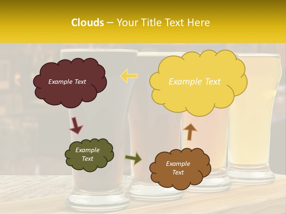 A Row Of Beer Glasses Sitting On Top Of A Wooden Table PowerPoint Template