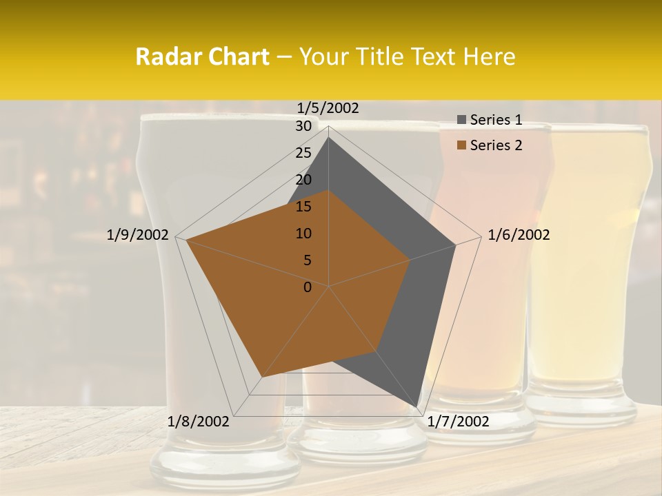 A Row Of Beer Glasses Sitting On Top Of A Wooden Table PowerPoint Template