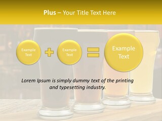 A Row Of Beer Glasses Sitting On Top Of A Wooden Table PowerPoint Template
