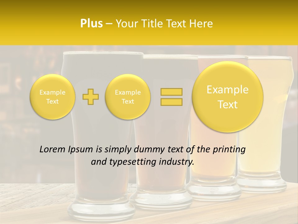 A Row Of Beer Glasses Sitting On Top Of A Wooden Table PowerPoint Template