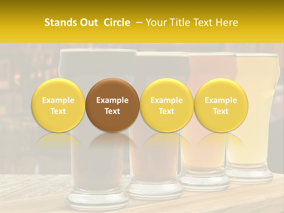 A Row Of Beer Glasses Sitting On Top Of A Wooden Table PowerPoint Template