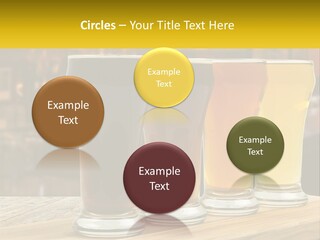 A Row Of Beer Glasses Sitting On Top Of A Wooden Table PowerPoint Template
