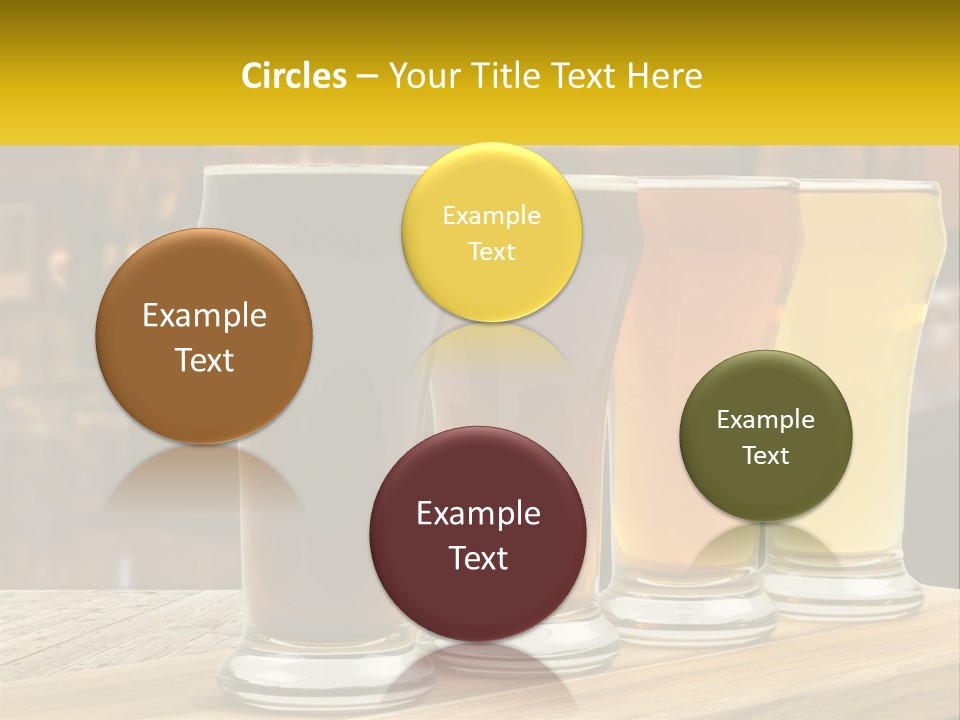 A Row Of Beer Glasses Sitting On Top Of A Wooden Table PowerPoint Template