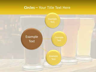 A Row Of Beer Glasses Sitting On Top Of A Wooden Table PowerPoint Template
