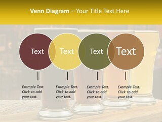A Row Of Beer Glasses Sitting On Top Of A Wooden Table PowerPoint Template