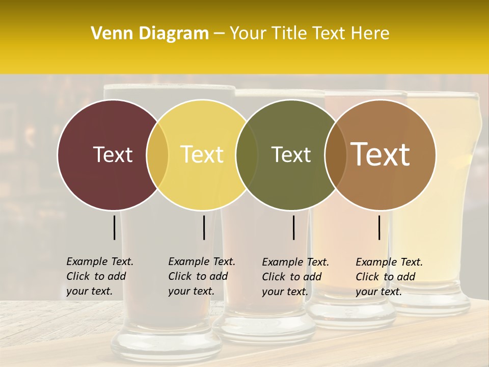 A Row Of Beer Glasses Sitting On Top Of A Wooden Table PowerPoint Template