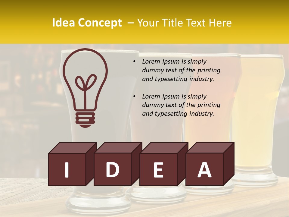 A Row Of Beer Glasses Sitting On Top Of A Wooden Table PowerPoint Template