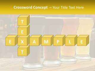 A Row Of Beer Glasses Sitting On Top Of A Wooden Table PowerPoint Template