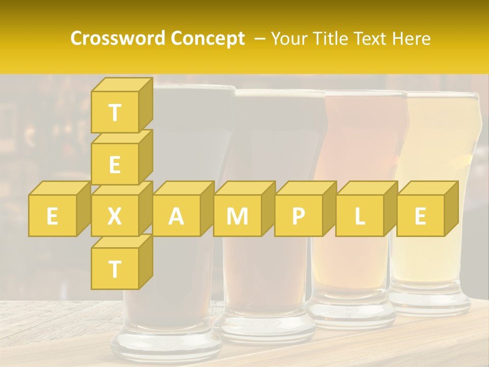 A Row Of Beer Glasses Sitting On Top Of A Wooden Table PowerPoint Template
